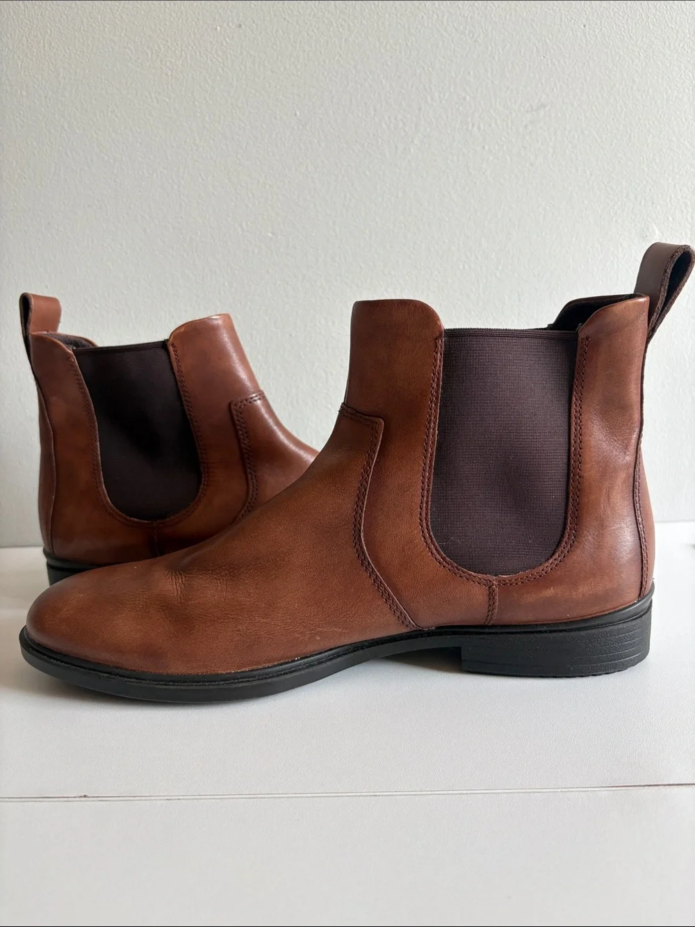 ECCO Brown Leather Chelsea Ankle Boots Women’s EU 42 Pull On